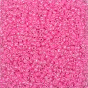 Translucent bubblegum pink beads close-up