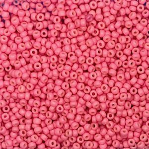 Close-up of tiny pink beads densely packed together.