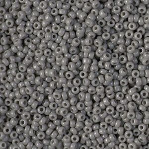 Close-up of numerous small, round gray beads with central holes.