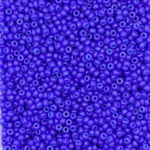Close-up of numerous small blue beads tightly packed together.