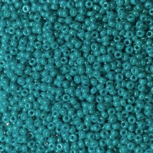 Close-up of numerous small turquoise beads.