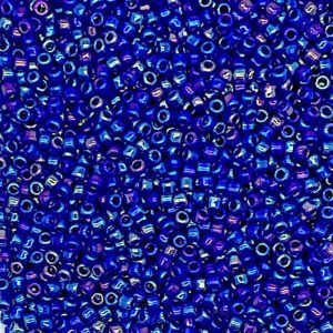 Close-up of numerous shiny blue beads scattered densely.