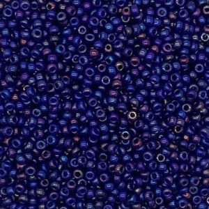 Close-up of numerous small, dark blue beads scattered closely together.