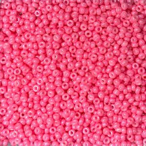 Close-up of numerous small pink beads.