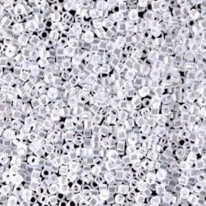 Shiny transparent cylinder seed beads close-up