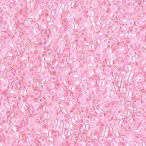 Translucent pale pink beads with silver-lined holes