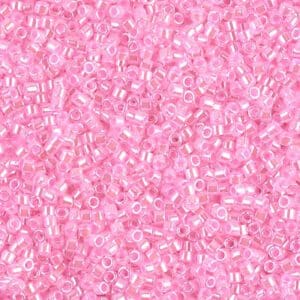 Iridescent baby pink delica beads