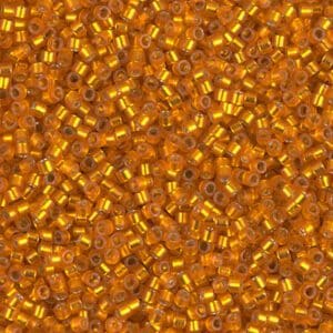 Bright golden tubular glass seed beads