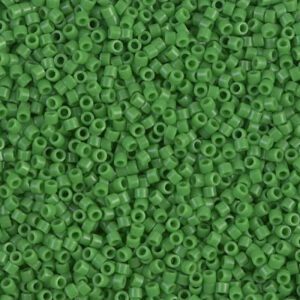 Close-up of numerous small green beads.