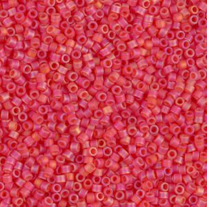 A close-up of numerous small red beads.