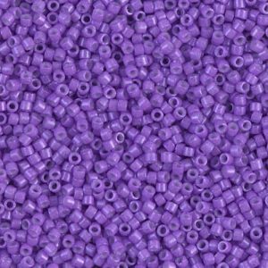 Close-up of numerous small purple beads.
