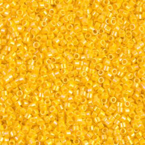 Close-up of numerous small yellow beads.