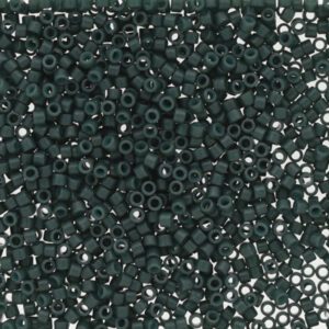 Close-up of small dark green plastic beads scattered densely.