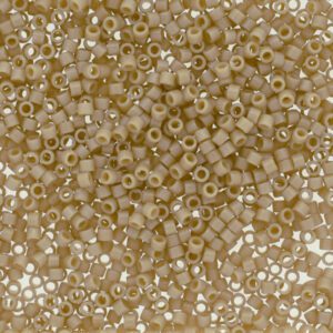 Close-up of small, transparent beige beads with holes in the center.