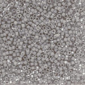 Close-up of many small, gray cylindrical beads with holes.