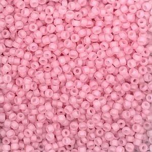 Matte baby pink seed beads close view