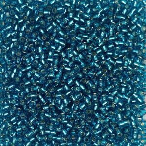 Shiny blue beads in a close-up view.